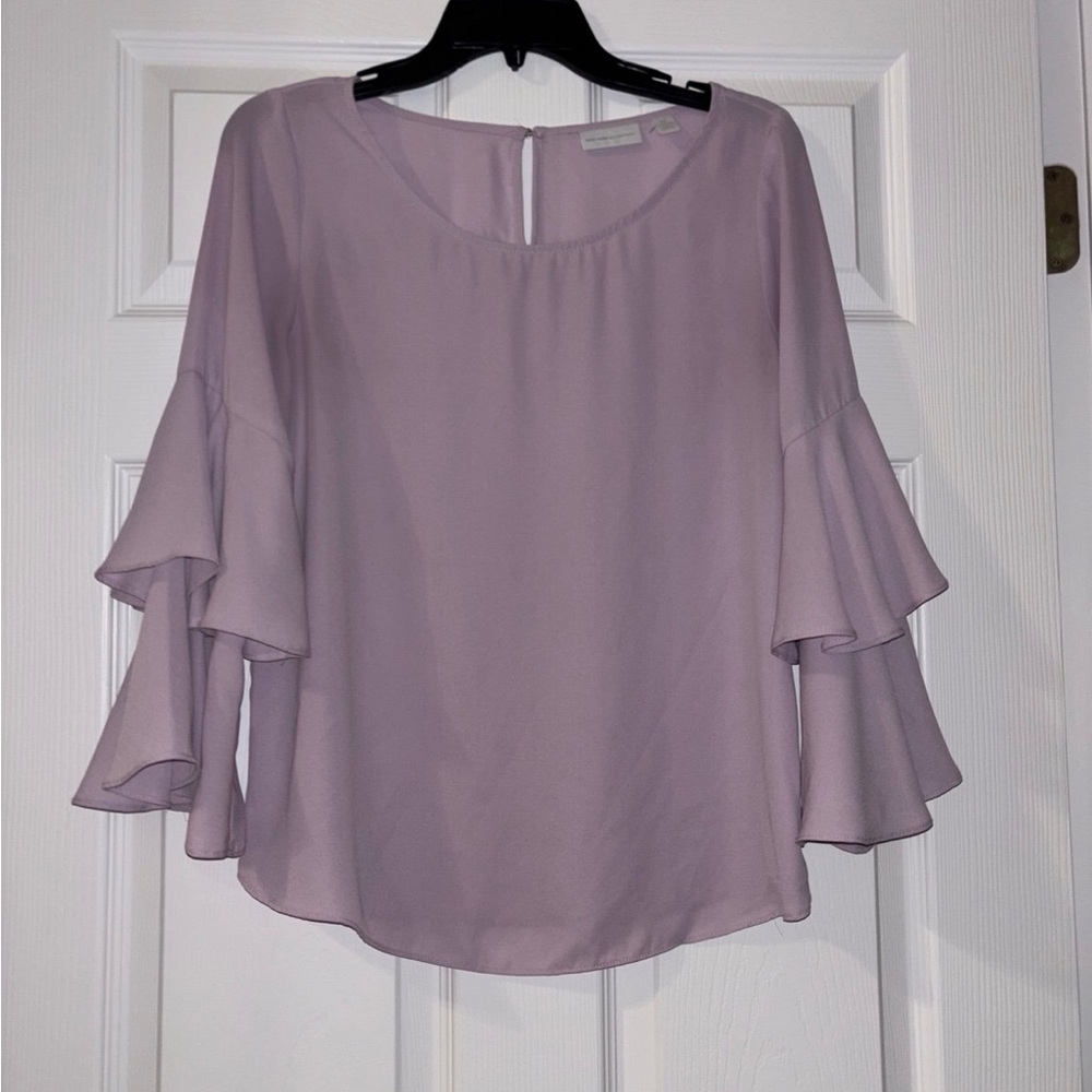 Lavender Ruffle Sleeve Top